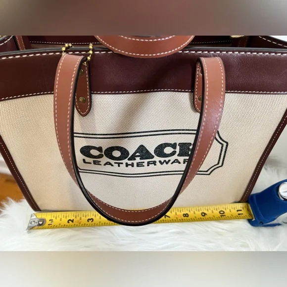 Coach Canvas Tote with Brown Leather Trim - Picture 14 of 16